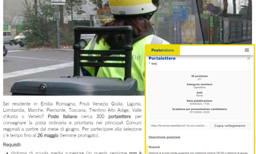 Il “doppio metro” di Poste italiane per la scelta dei portalettere